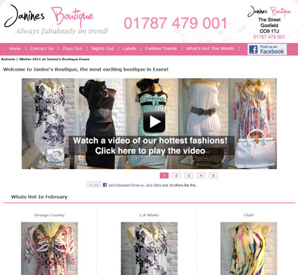 Janines Boutique Website Design Chelmsford